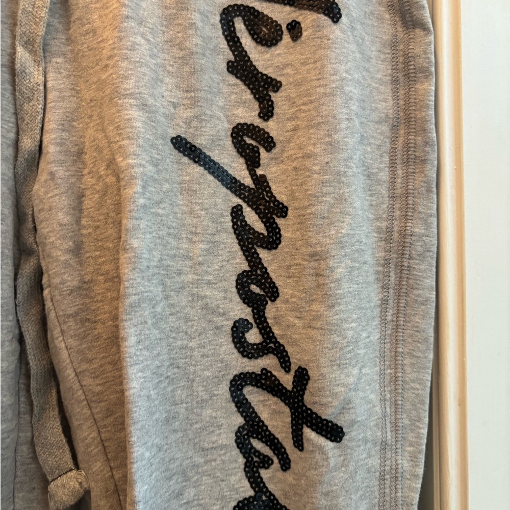 Aeropostale gray jogger  pants straight leg, sequin lettering, medium - Picture 2 of 5